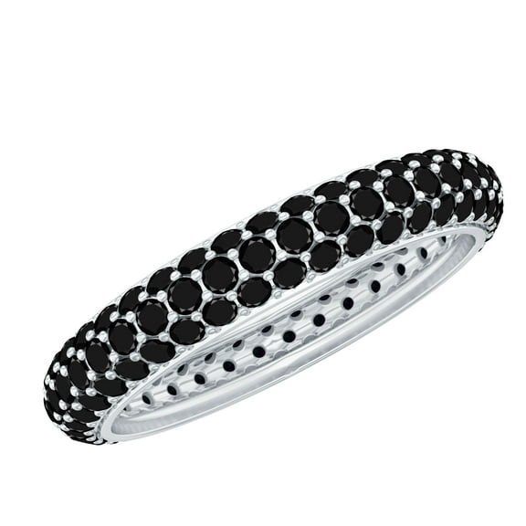 Rosec Jewels Certified Lab Grown Black Diamond Eternity Band for Women - Anniversary Ring - AAAA Quality - Ready to Gift, 925 Sterling Silver, US 4.00
