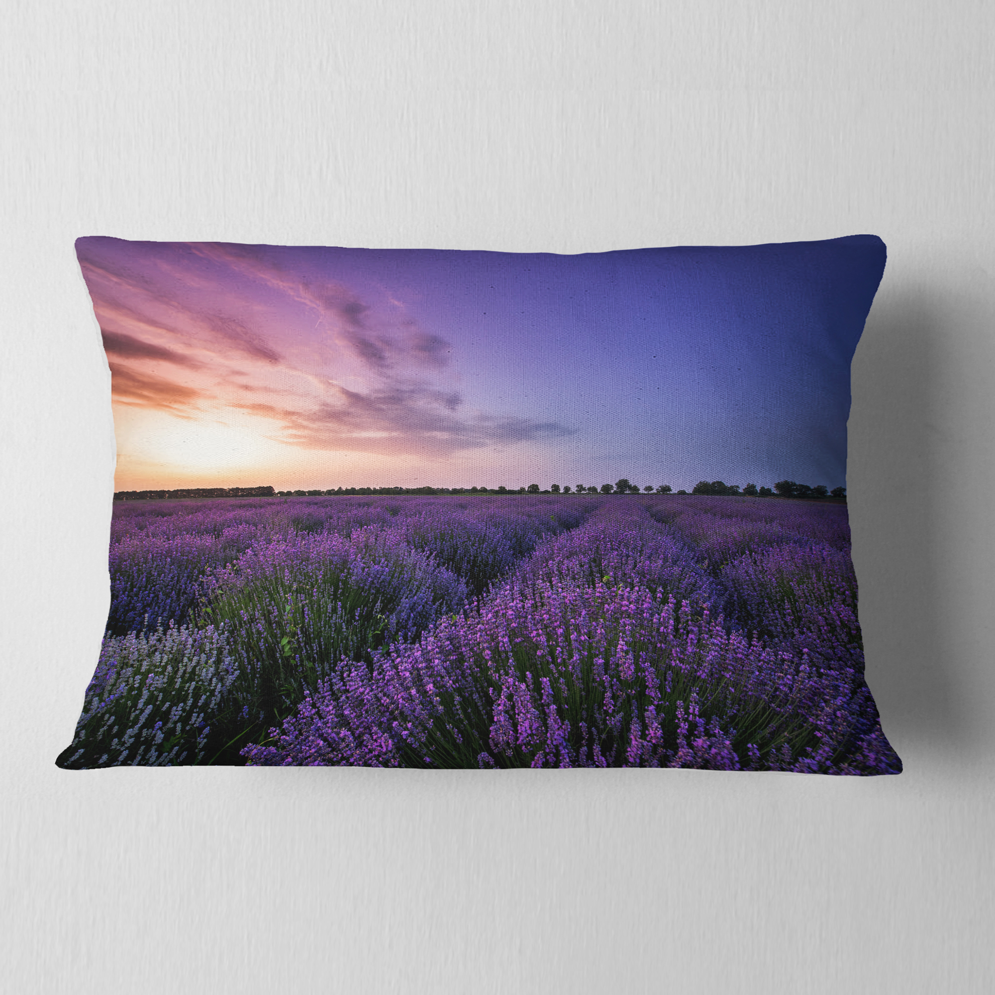 Designart 12" x 20" Purple Polyester Throw Pillow