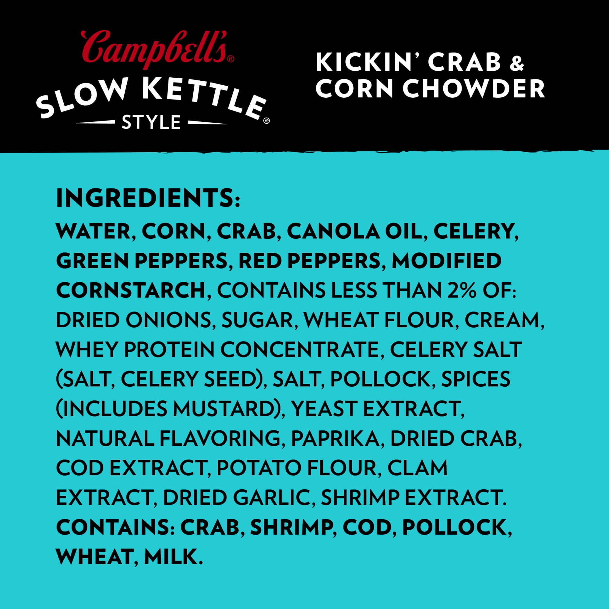 Campbell's Slow Kettle Style Kickin’ Crab and Corn Chowder, 15.5 oz Microwavable Bowl