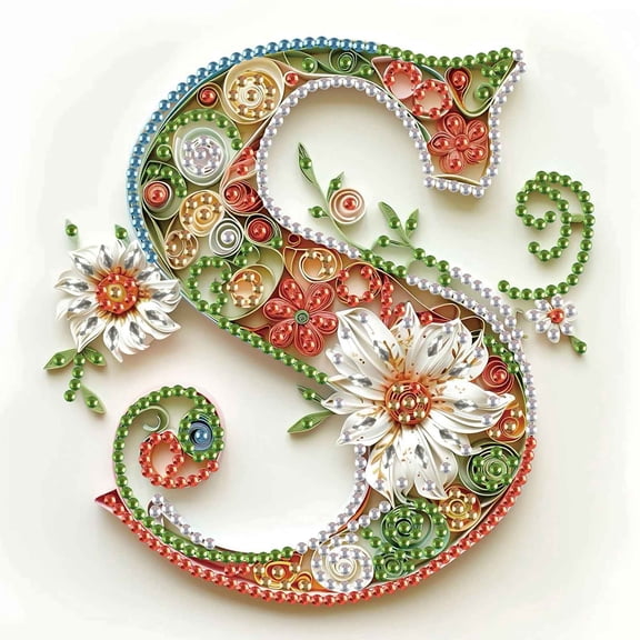 Diamond Painting Kit, Flower Letter S Special Creative Shape, Ideal for Home Decor and Gifts 6.69 x 6.69in