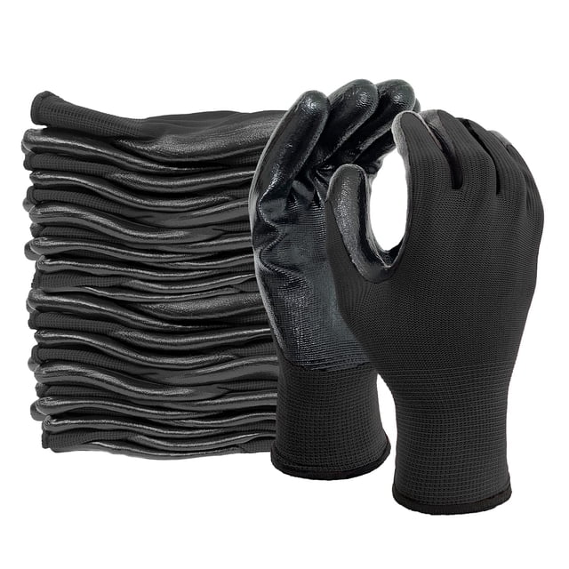 Guantes de trabajo Evridwear con revestimiento de nitrilo para hombre y mujer, 12 pares