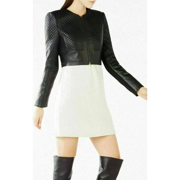 Noora Womens Ladies Biker Jacket Leather Short Coat Shrug Cropped Top "L" Sizes