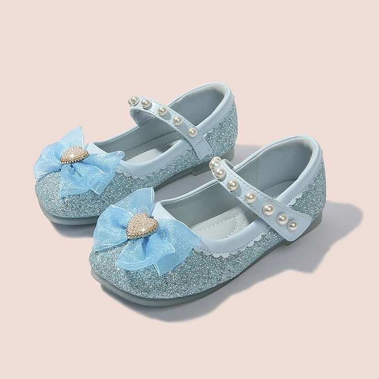 LIUJUNSHOP Girls Dress Shoes Glitter Princess Shoe Flower Mary Jane Low  Heels Party Wedding Prom Footwear for Toddler Kids Blue 7-8 Years -  Walmart.com