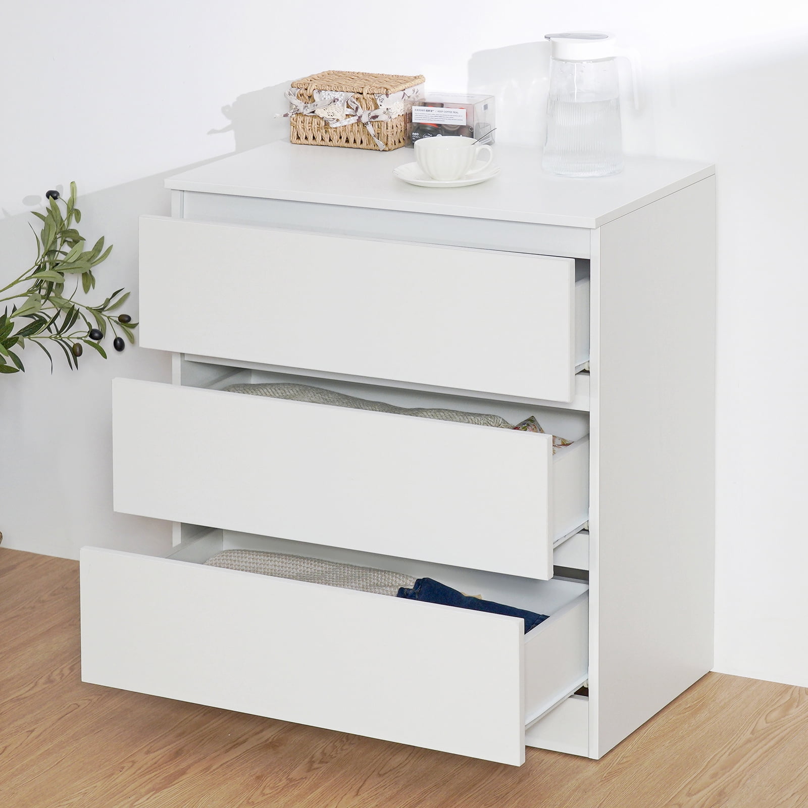 Hommpa White Dresser for Bedroom, 3 Drawers dresser for closet, Small Chests of Drawers for Adult, 30" Tall Nightstand Wood Storage Cabinet for Living Room, Hallway, Entryway