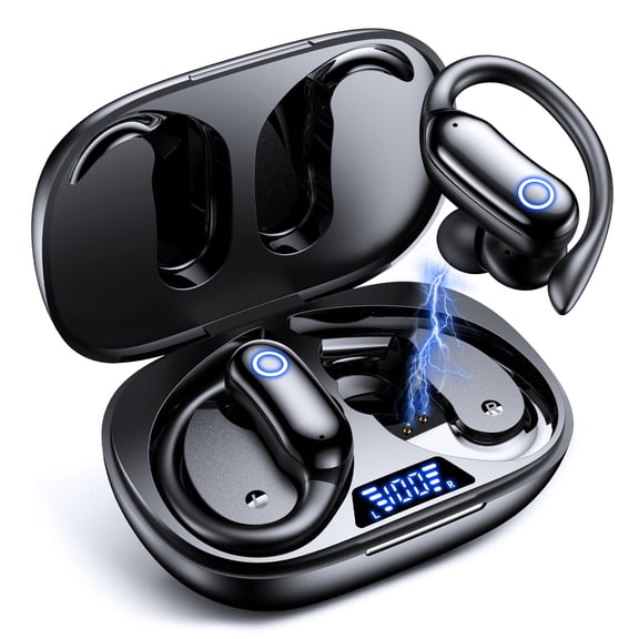 VEAT00L Active Noise Cancelling Wireless Ear Buds, 96Hrs Bluetooth Headphones IP7 Waterproof for Sport, Running Wireless Earphones with ENC, Deep Bass Over Ear bud with Earhooks for /Workout/Gym
