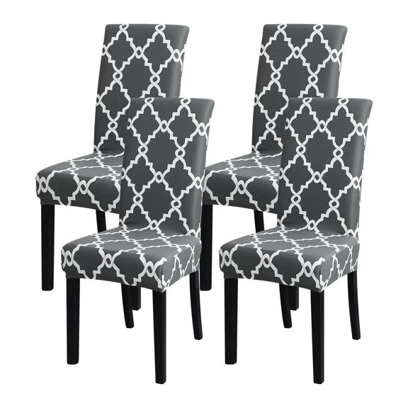 IROOM Pattern Stretch Chair Covers for Dining Room Set of 4,Printed Stretchable Dining Chair Slipcover Washable Removable for Kitchen,Hotel,Restaurant,Ceremony Universal Size(4PCS,Flower)