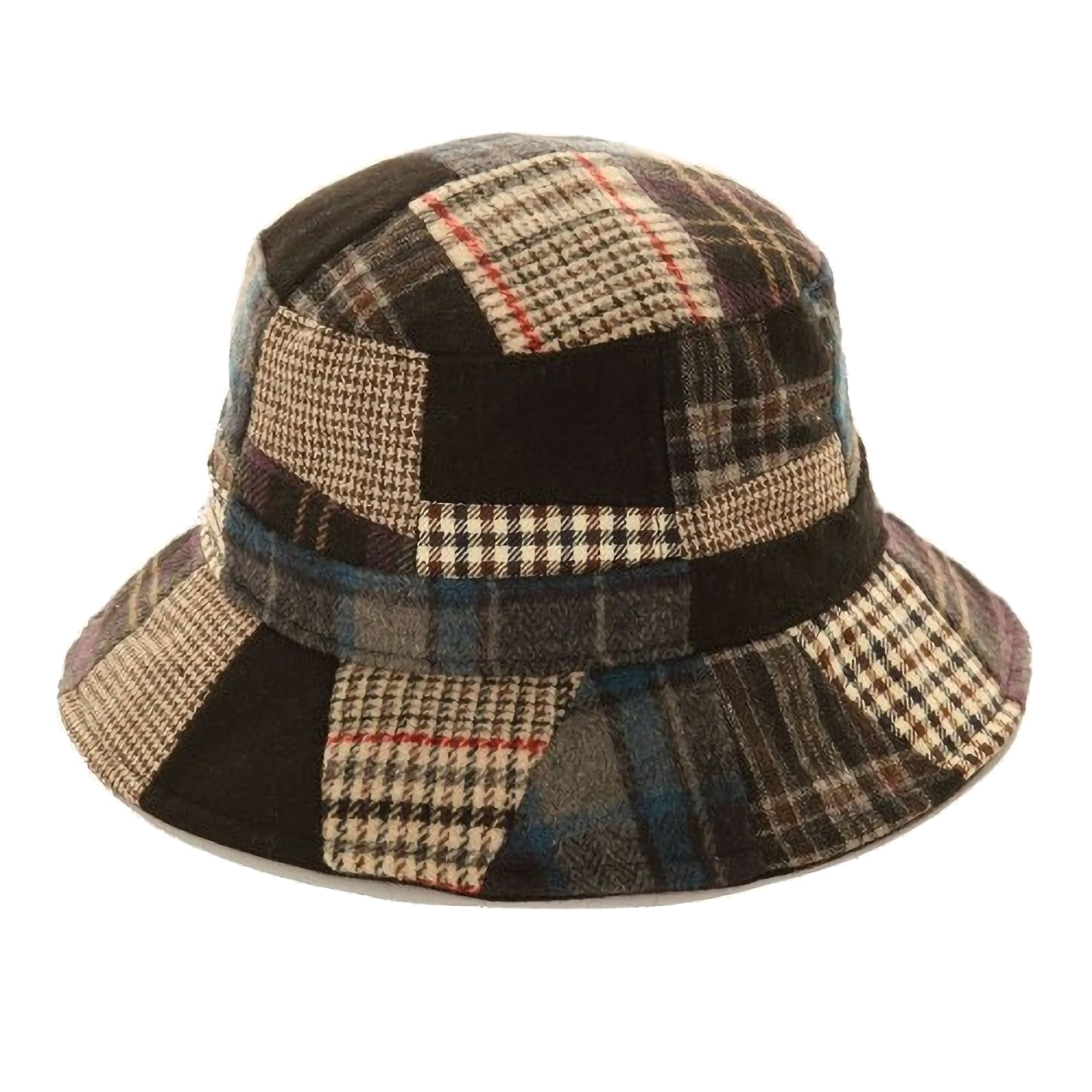 Adults Patchwork Wool Blend Bucket Hat 