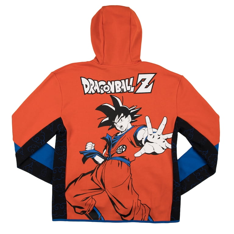 Dragon Ball Z Goku Long Sleeve Orange & Blue Contrast Zip Hoodie