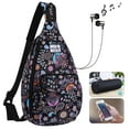 thumbnail image 2 of HAWEE Rope Sling Bag for Women and Men Casual Cross Body Backpack Adjustable Anti-slip Strap/ Bottle Pocket/ Earphone Hole for Travel Hiking Sports, Paisley Colorful, 2 of 7