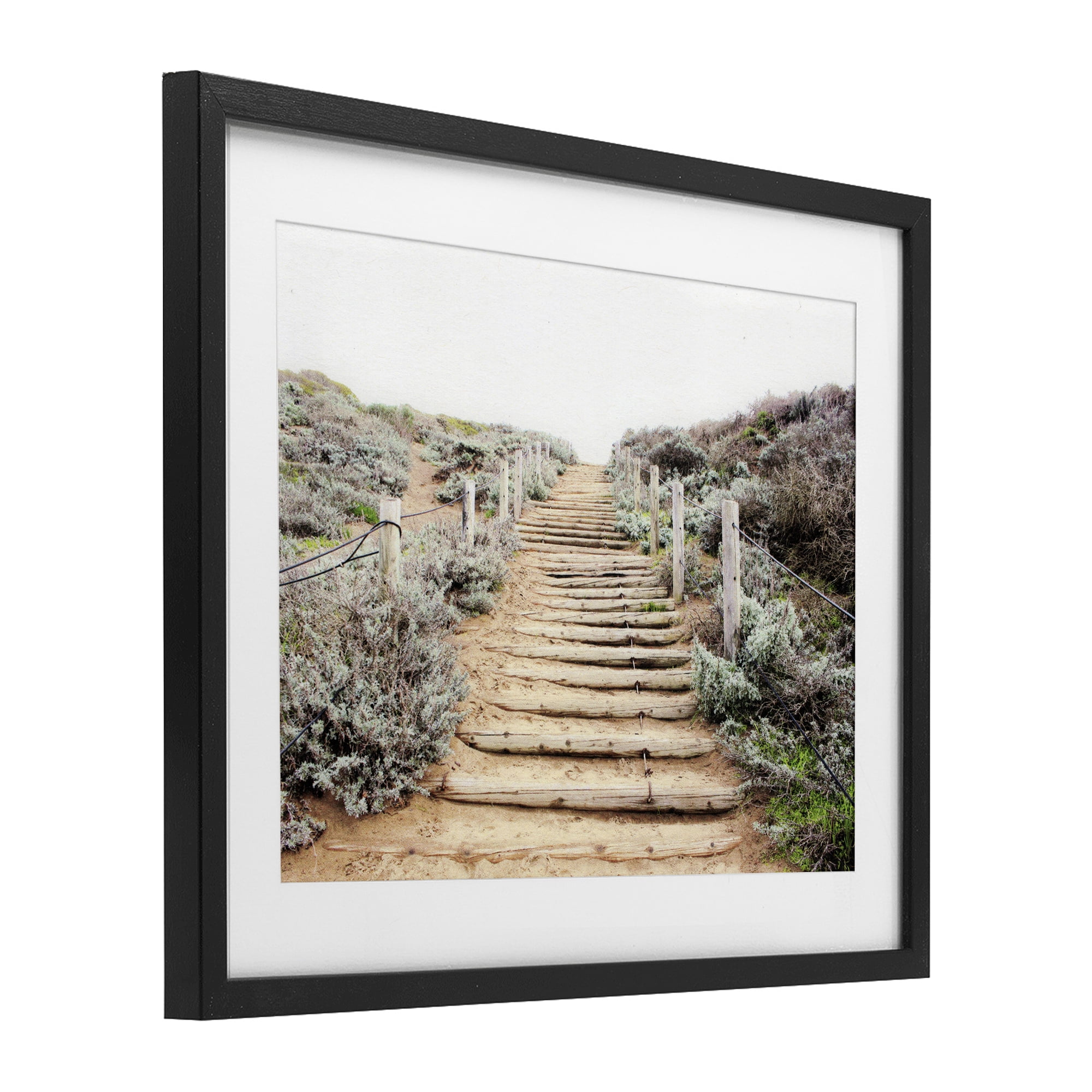 Wooden Stairway to Heaven Black Framed Print Under Glass, design by Leah Noel Art