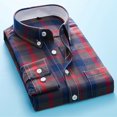 thumbnail image 3 of HOWPAY Lightweight Plaid Shirt Men Fall Clothes Roll up Long Sleeve Button down Checkered Shirts Regular Fit Oversized Casual Soft Tops Comfy Loose Fall Outfits Red XXXXL, 3 of 8