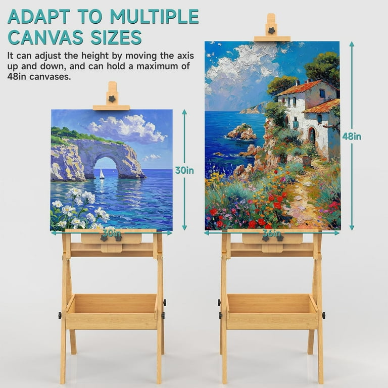 Wooden Tabletop Art Easel With Storage - Adjustable Height & Angle For Painting