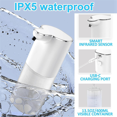 thumbnail image 4 of 2X Automatic Liquid Soap Dispenser, 13.5Oz/400ML Wall Mount Soap Dispenser, USB Rechargeable, Touchless Hand B, 4 of 8