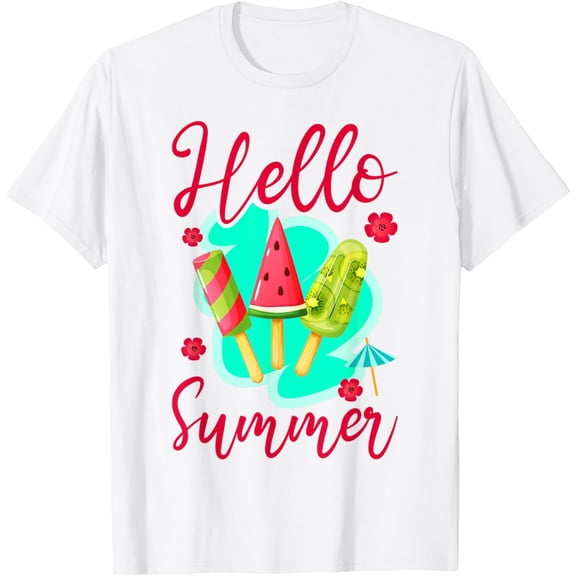 Exquisite and comfortable-Ice Cream Popsicle Hello Summer T-Shirt