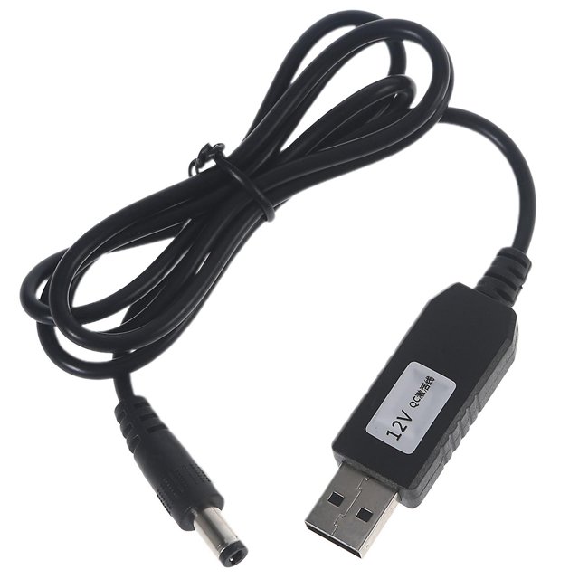 5.5x2.5mm Cable de alimentación convertidor elevador Qc3.0 Usb a 12v 1.5a para cámara de altavoz enrutador