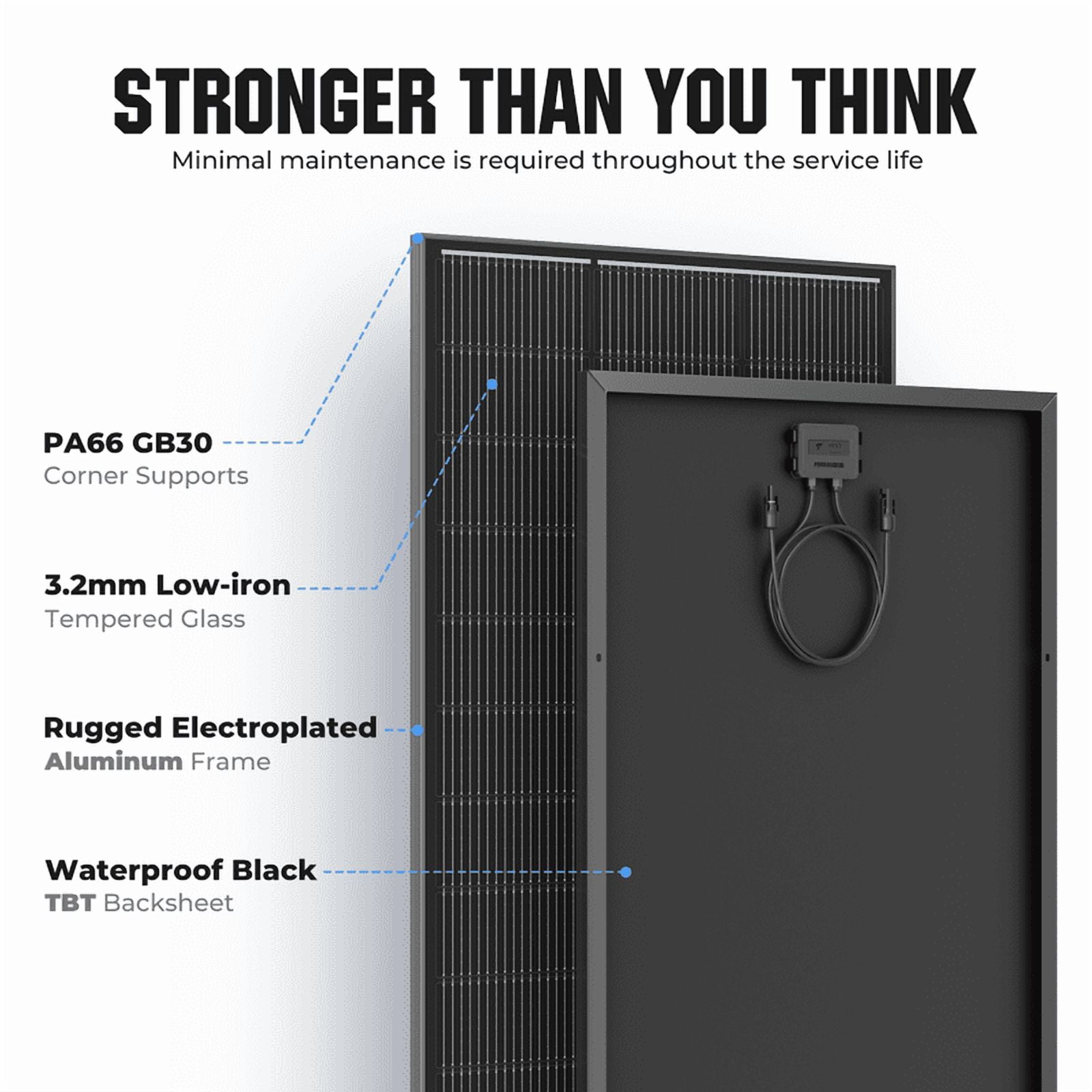 200 Watt Solar Panel 18BB, 25% High Efficiency, N-Type 12V 200W Solar Panel, Monocrystalline PV Modules, for Rooftop, RV, Farm, Trailer, Marine, Home Off-Grid System