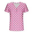 thumbnail image 4 of CheerKidz Women's Polka Dots V-Neck Button Up Short Sleeve Top Playful Print Summer Blouse Clothes Inspired Fashion Tee(Pink,M), 4 of 7