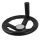 thumbnail image 1 of Rueda de mano de 3 radios de 16 mm x 160 mm negra con mango giratorio para torno industrial, 1 of 2