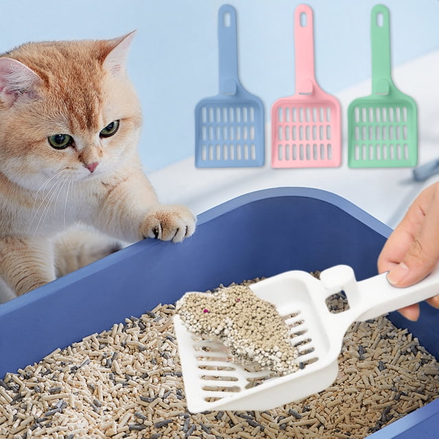 Pala para Arena de Gatos | Plástico Azul | 22,4 X 9,6 Cm | Orificio para Colgar | Ligera | Fácil de Limpiar | Boca Ancha | 1 Unidad