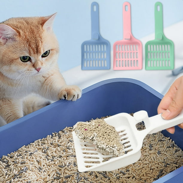Pala para Arena de Gatos | Plástico Azul | 22,4 X 9,6 Cm | Orificio para Colgar | Ligera | Fácil de Limpiar | Boca Ancha | 1 Unidad