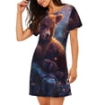 thumbnail image 2 of Balery Lazy Stone Bear Camisón de manga corta con cuello redondo para mujer, cómodo y elegante., 2 of 6