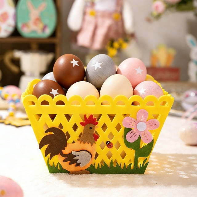 Decoraciones de Pascua, adornos de Pascua, regalos de Pascua, cestas de fieltro de Pascua, cestas de dulces, cajas de almacenamiento decorativas para huevos de Pascua, cesta no tejida