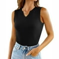 thumbnail image 2 of Patlollav Tank Top for Women Under $10.00, Basic Tops for Women Solid Ribbed Fitted Tank Top 2024 V Neck Curved Hem Sleeveless Shirts, 2 of 6