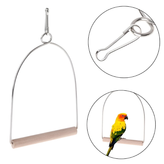 ACDANC Natural Wooden Birds Perch Parrots Hanging Swing Cage Toys Stand Holder Pendant