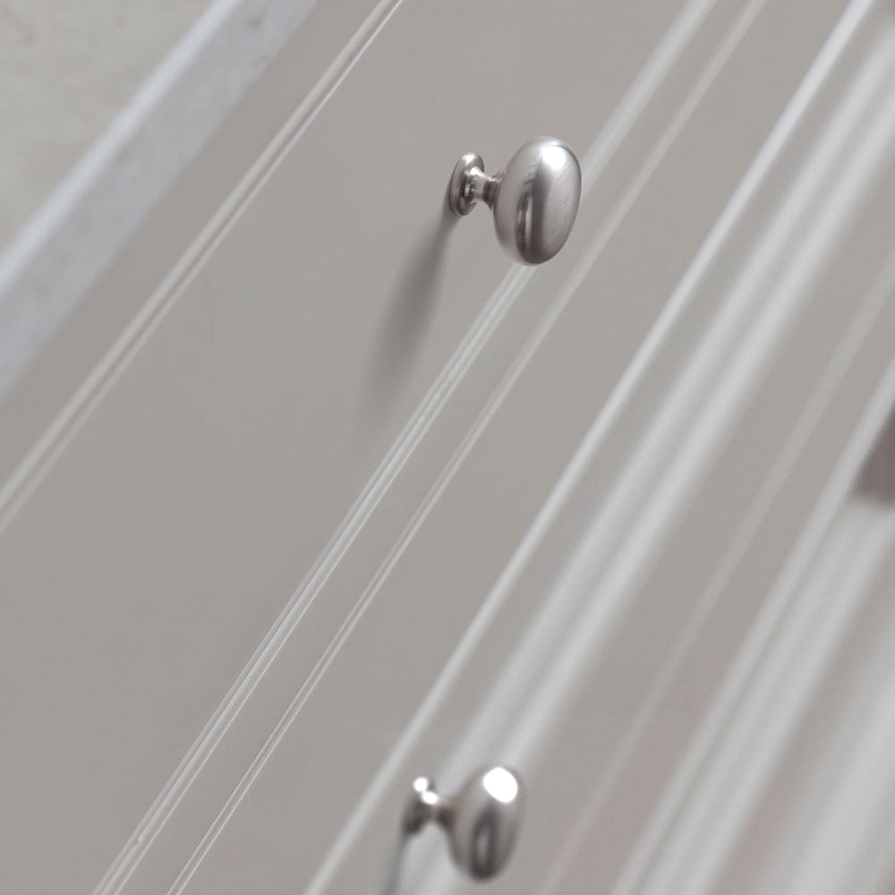 Goo-Ki Set of 6 Elegant Satin Brushed Nickel Cabinet Knobs - Classic Round Kitchen Hardware, Contemporary Drawer Pulls Sleek Dresser Handles