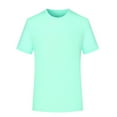 thumbnail image 1 of pstuiky Camisa de manga corta para hombre, Blusa deportiva informal de color liso con cuello redondo y manga corta elástica para hombre camisas casuales para hombre l, 1 of 6