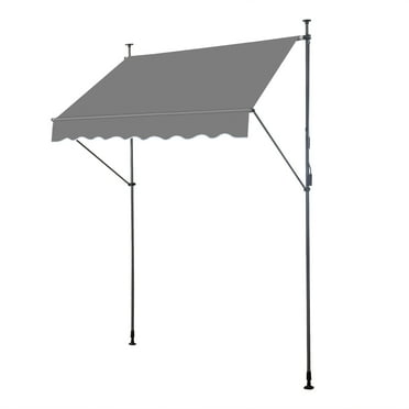 Retractable Awning Grey, 78.7"D x 47.2"W x(78.7 -118.1)"H