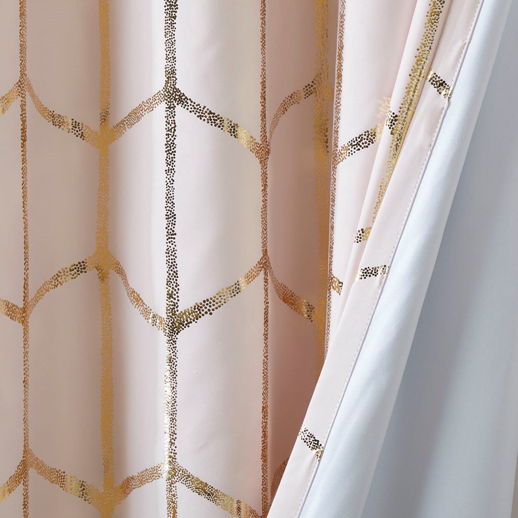 MAYEERTY 1 Pc Panel Total Blackout Metallic Print Grommet Top Curtain Panel