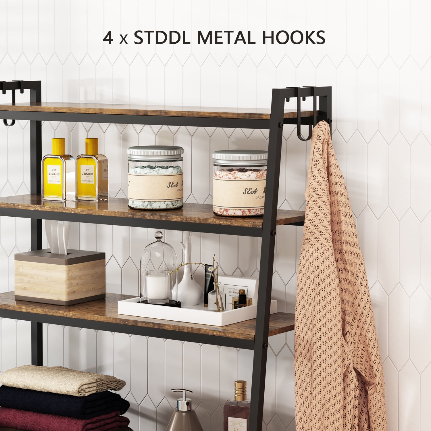 LENLN Laundry Hamper, Laundry Basket Sorter with 4 Tiers Shelf and Hooks, Double Clothes Hampers for Bathroom, Bedroom