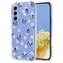 Compatible with Samsung Galaxy S25 Case Clear with Flower Design, Cute Soft Silicone TPU Floral Aesthetic Women Girls Transparent Protective Shockproof Anti-Scratch Anti-Yellow Phone Cover, C
