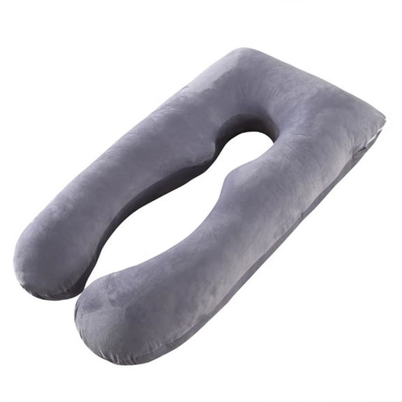 Ergonomic U-shaped pillow is a necessary item for pregnant women to sleep and support their back, with a machine washable coat, Gray.