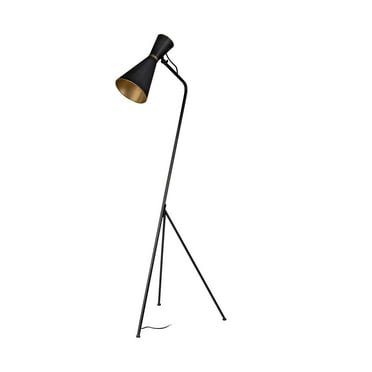Mercana Eris III Black And Brass Metal Cone Shade Floor Lamp 68977