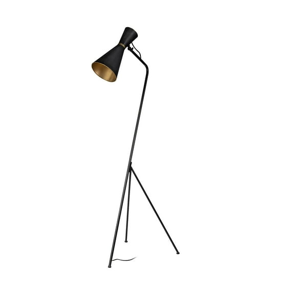 Mercana Eris III Black And Brass Metal Cone Shade Floor Lamp 68977