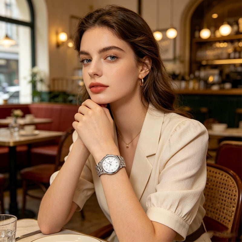 ADDIES Women's Quartz Watch 31mm with Sapphire Crystal, Japanese GM12 Movement, Stainless Steel Bracelet, Slim Case Design, 50M Waterproof Analog Watch, Gift for Women