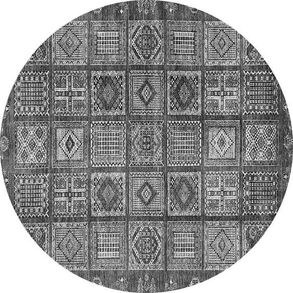 Ahgly Company Indoor Round Abstract Gray Modern Area Rugs, 8' Round