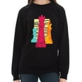 thumbnail image 3 of Big Size Chess Pieces with Textured Background Graphic Long Sleeve Crewneck Tee - Black XL, 3 of 4
