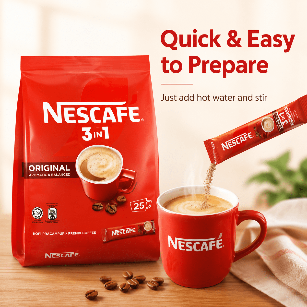 Free Shipping! NESCAFÉ 3-in-1 Original Premix Instant Coffee