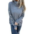 thumbnail image 2 of Suéter Holgado de Punto para Mujer, de Cuello Alto, Larga y Cuello Vuelto, de Invierno Gris Oscuro L, 2 of 10