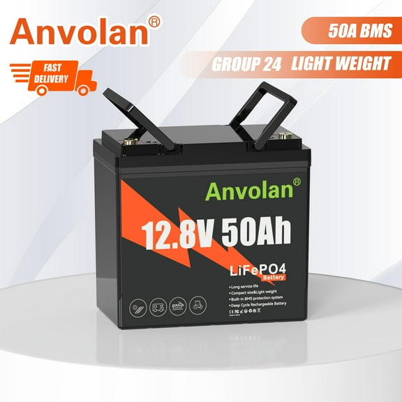 12V 50Ah Lithium LiFePO4 Battery Group24 DeepCycle for Solar Boat Trolling Motor