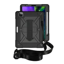 SOATUTO for iPad Pro 11 Tablet Case with Pencil Holder Support Pencil Charging Pairing Hand / Shoulder Strap Kickstand Heavy Duty Shockproof Case for iPad Pro 11 inch 2022 2020 2018 - Black Black