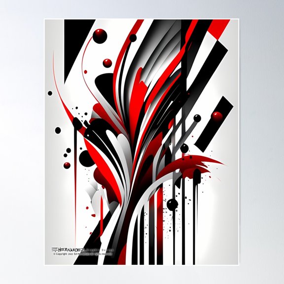 Red And Black Abstract #3 Poster Wall Art, Modern Wall Decor For Living Room Bedroom, 8x12 UNFRAMED