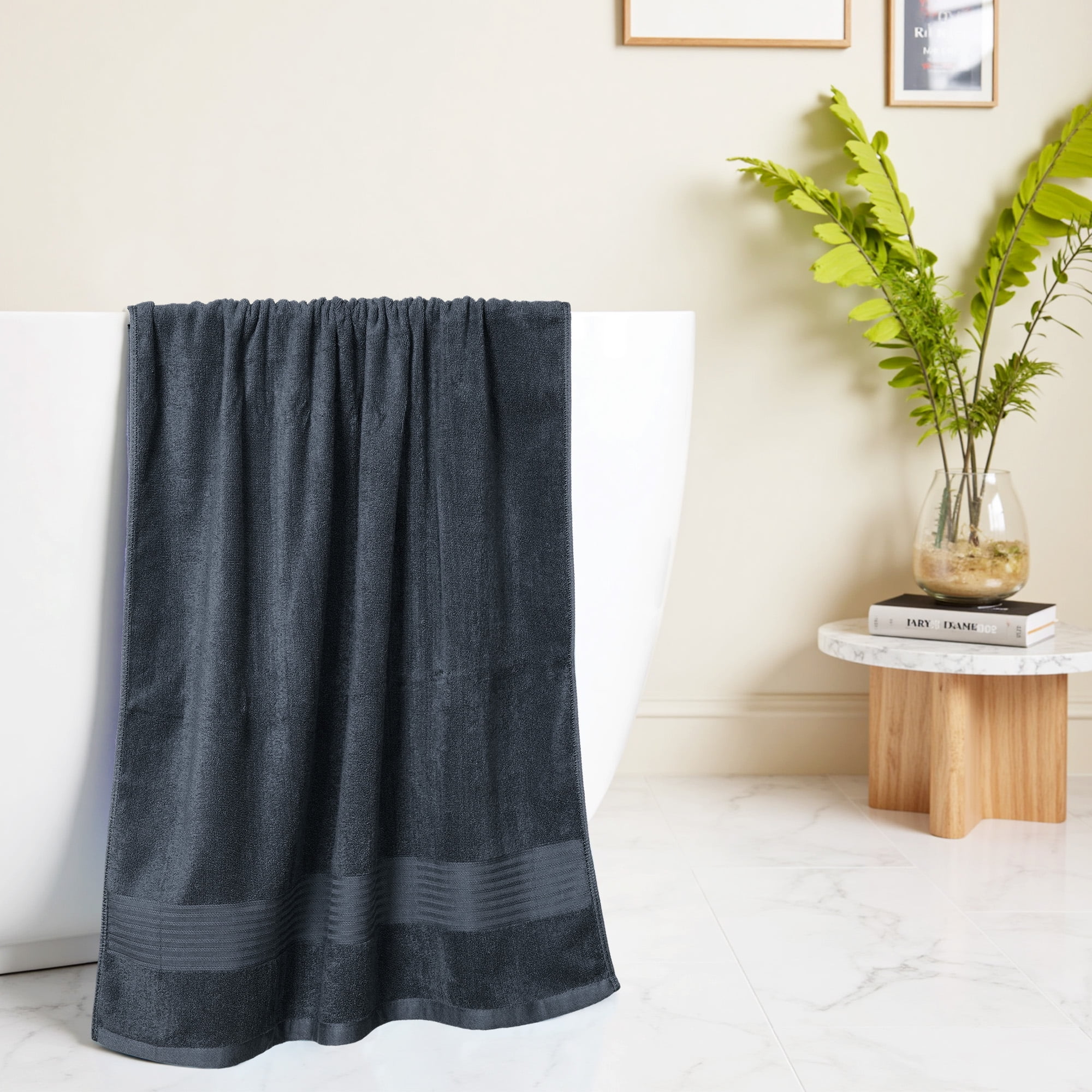 100% Cotton 4-Pack Bath Towel Set, 55" x 28", Ultra Soft & Absorbent for Bathroom, Hotel and Gym, Dark Gray