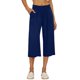 thumbnail image 1 of Pantalones cortos de cintura alta y pierna ancha con cordón para mujer - Color liso, cintura elástica y bolsillos para primavera, verano y otoño, estilo informal, 1 of 4