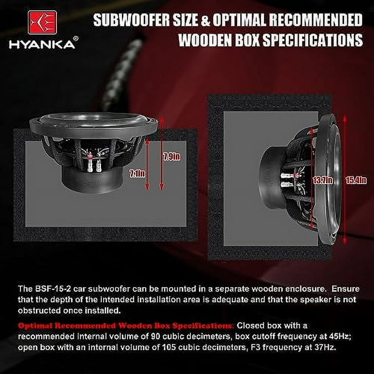 H YANKA 15-inch 2400W Car Audio Subwoofer - High Power, Black