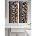 thumbnail image 2 of Animals Printed Striped Living Room Curtains 2 Panel, Rustic Country Leopard Textured Cafe Window Treatment, Extra Long Farmhouse Bedroom Bathroom Kitchen Curtains Drapes 104"x72", 2 of 6
