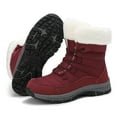 thumbnail image 5 of CAICJ98 Snow Boots for Women Warm Lined Comfortable Insulated Non-Slip Waterproof Outdoor Lace-Up Mid Calf Winter Boots for Women (Red,Size 9), 5 of 9